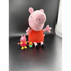 Peppa Pig Kitty Action Figure And Plush Stuffed Animal Lot‎ of 3